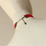 Red Ribbon Choker Necklace & Pendant Gothic Jewelry Party Jewelry