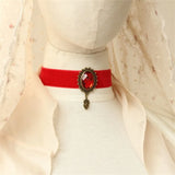 Red Ribbon Choker Necklace & Pendant Gothic Jewelry Party Jewelry