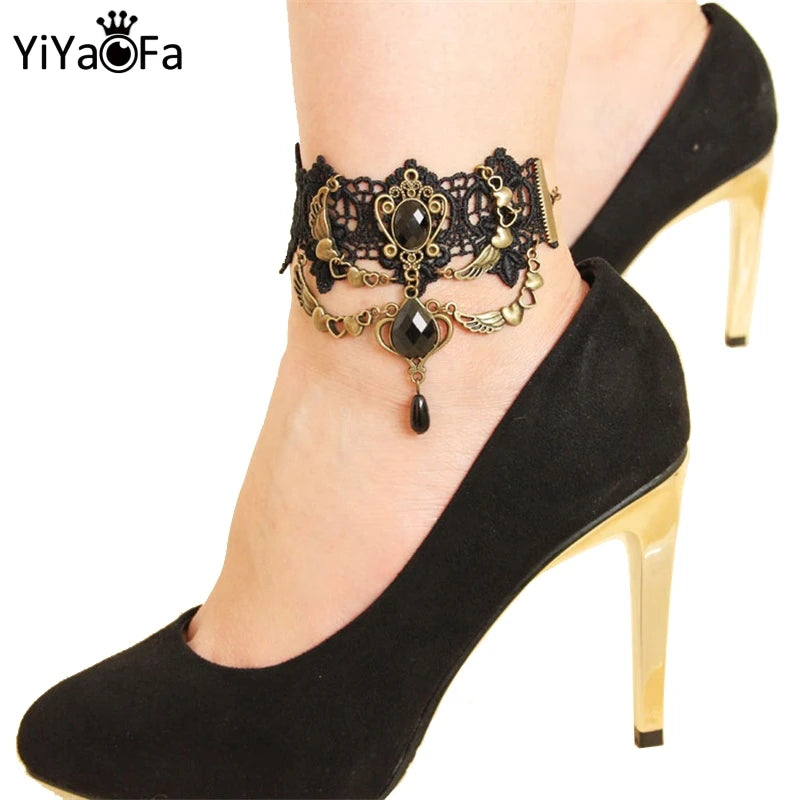 Vintage Lace Anklets Gothic Jewelry Lady Party Foot Jewelry