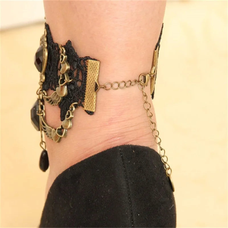 Vintage Lace Anklets Gothic Jewelry Lady Party Foot Jewelry