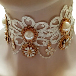 Vintage Lace Choker Necklace Pendant False Collar Women Accessories