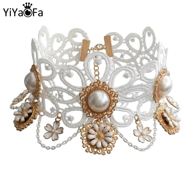Vintage Lace Choker Necklace Pendant False Collar Women Accessories