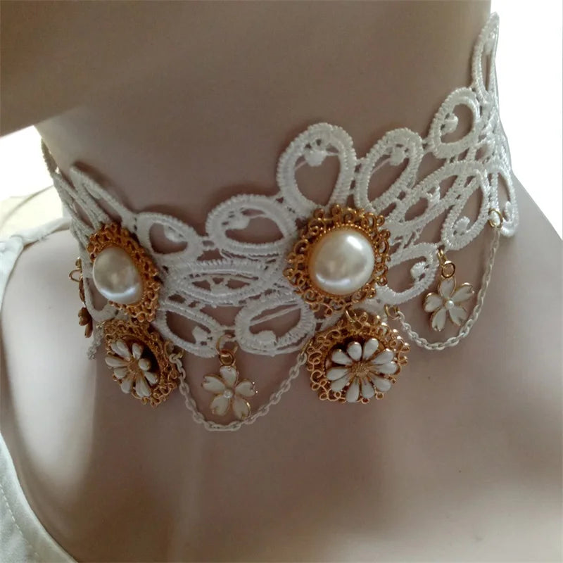 Vintage Lace Choker Necklace Pendant False Collar Women Accessories