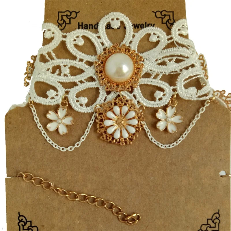 Vintage Lace Choker Necklace Pendant False Collar Women Accessories