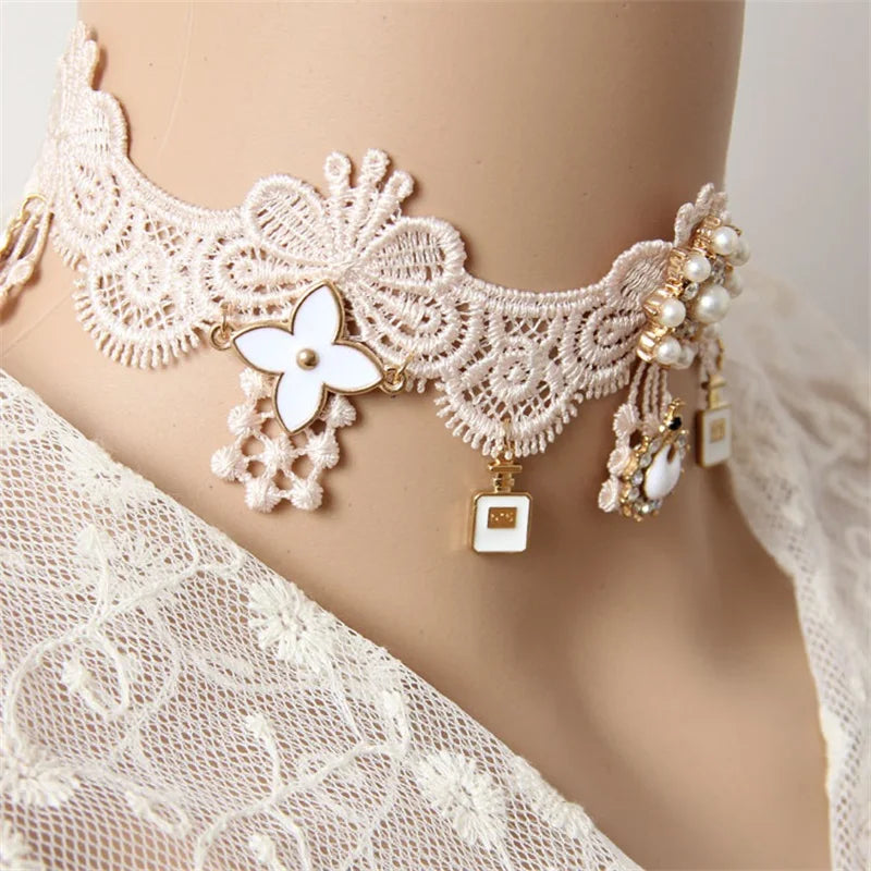 Vintage Lace Necklace Choker Pendant Gothic Jewelry GN-66