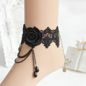 Vintage Tassel Lace Anklets Gothic Jewelry Summer Beach Foot Jewelry
