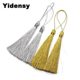30pcs Silk Tassels Silver Keychain Necklace DIY Jewelry Making