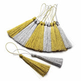 30pcs Silk Tassels Silver Keychain Necklace DIY Jewelry Making