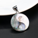 Yin Yang Seashell Pendant Necklace Mother of Pearl Taoism Charms