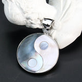 Yin Yang Seashell Pendant Necklace Mother of Pearl Taoism Charms