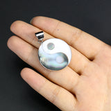 Yin Yang Seashell Pendant Necklace Mother of Pearl Taoism Charms
