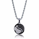 Yin Yang Tai Chi Pendant Necklace Men Copper CZ Crystal Ice Out Hip Hop Jewelry