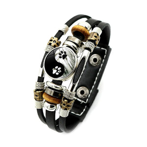 Yin Yang Tai Chi Punk Leather Bracelet