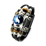 Yin Yang Tai Chi Punk Leather Bracelet