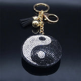 Yin Yang Taichi Symbols Key Chain Crystal Tassel Pendant Keychain