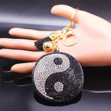 Yin Yang Taichi Symbols Key Chain Crystal Tassel Pendant Keychain