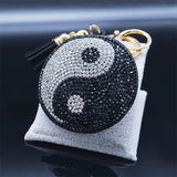 Yin Yang Taichi Symbols Key Chain Crystal Tassel Pendant Keychain