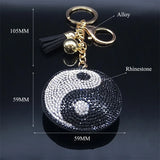Yin Yang Taichi Symbols Key Chain Crystal Tassel Pendant Keychain