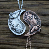 Yin Yang Wolf Necklace Couple Jewelry Spiritual Friendship Couple Valentine
