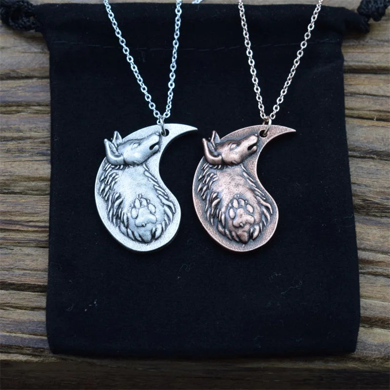 Yin Yang Wolf Necklace Couple Jewelry Spiritual Friendship Couple Valentine