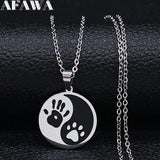 Yin and Yang Taiji Necklace with Paw Print Design