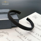 Yingliiy 316L Stainless Steel Cable Bracelet Adjustable Cuff Bangle