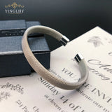 Yingliiy 316L Stainless Steel Cable Bracelet Adjustable Cuff Bangle