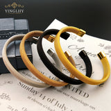 Yingliiy 316L Stainless Steel Cable Bracelet Adjustable Cuff Bangle