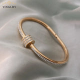 Yingliiy 316L Stainless Steel Bangles For Women Crystal Bracelet
