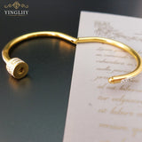 Yingliiy 316L Stainless Steel Bangles For Women Crystal Bracelet