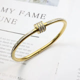 Yingliiy 316L Stainless Steel Bangles For Women Crystal Bracelet