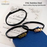 Yingliiy Stainless Steel Bracelet Cowboy Dog Tag Bracelet