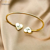 Yingliiy 316l Stainless Steel Bracelet Heart ECG Bangle for Women
