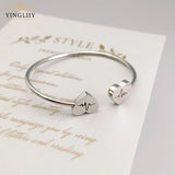 Yingliiy 316l Stainless Steel Bracelet Heart ECG Bangle for Women