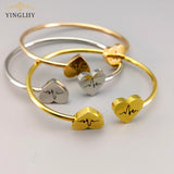 Yingliiy 316l Stainless Steel Bracelet Heart ECG Bangle for Women
