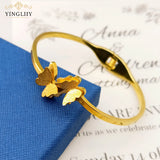 Yingliiy 316l Stainless Steel Bracelet Double Layer Lucky Butterfly Bracelet