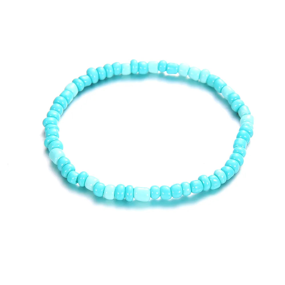 Bohemian Wave Beads Anklets Set For Women Vintage Stretch Anklet Bracelet