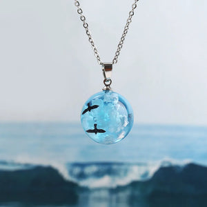 Yobest Resin Round Ball Pendant Necklace Women Sky Cloud Chains