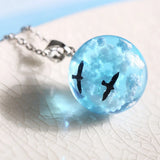 Yobest Resin Round Ball Pendant Necklace Women Sky Cloud Chains