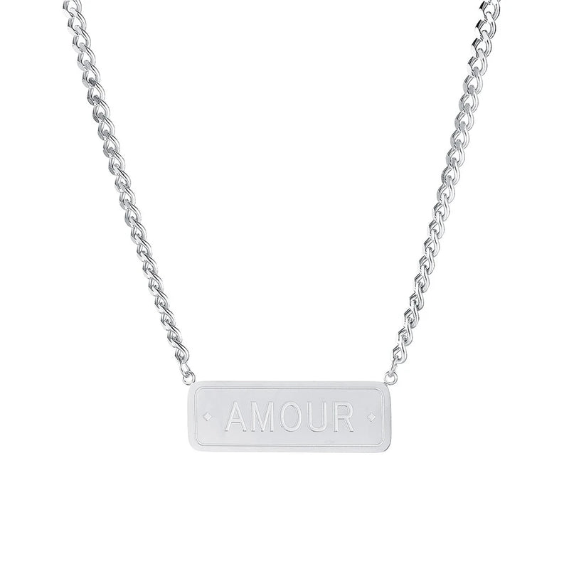 Yobest Stainless Steel Vertical Bar ID Pendant Necklaces for Men Woman