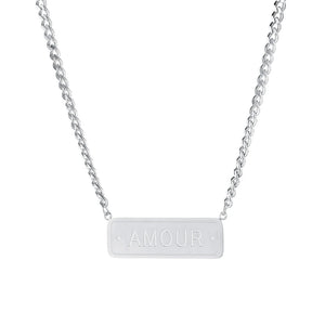 Yobest Stainless Steel Vertical Bar ID Pendant Necklaces for Men Woman