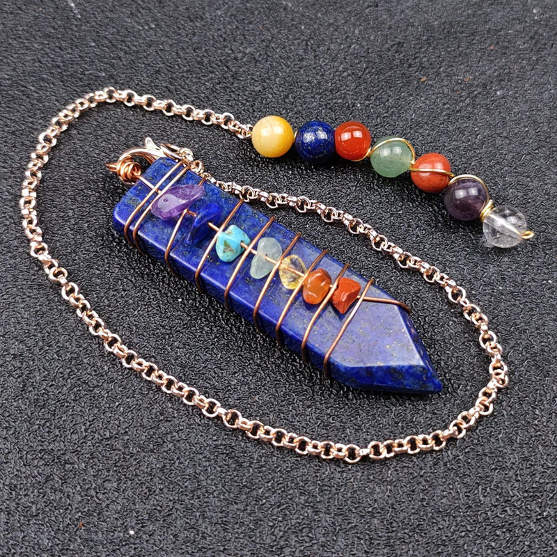 7 Chakra Jade Crystal Pendulum Healing Stone Chain Divination