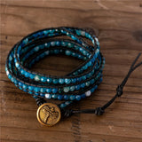 Yoga Lake Agates Leather Wrap Bracelet Natural Stones Beads