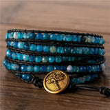 Yoga Lake Agates Leather Wrap Bracelet Natural Stones Beads