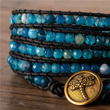 Yoga Lake Agates Leather Wrap Bracelet Natural Stones Beads