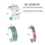 Stainless Steel Women's Honeycomb Bracelet with Interchangeable Leather Bangles