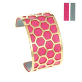 Stainless Steel Women's Honeycomb Bracelet with Interchangeable Leather Bangles