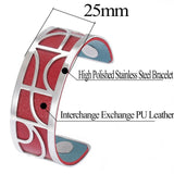DIY Love Cuff Bracelets For Women Stainless Steel Interchangeable Leather