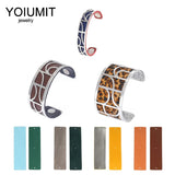DIY Love Cuff Bracelets For Women Stainless Steel Interchangeable Leather