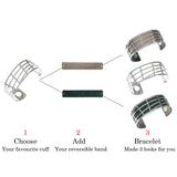 Stainless Steel Cross Cuff Bracelet with Leather Band